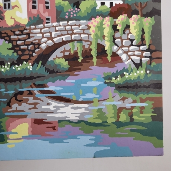 Village Canal Paint by Numbers 14 by 11 Acrylic Painting Finished - Picture 8 of 15